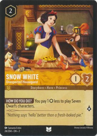 Disney Lorcana Trading Card Game Single of 024/204 - Snow White - Unexpected Houseguest - Rise of the Floodborn Volution Cards and Collectables Disney Lorcana Trading Card Game Single of 024/204 - Snow White - Unexpected Houseguest - Rise of the Floodborn Volution Cards and Collectables