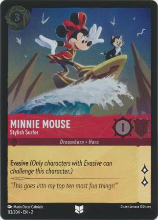 113/204 - Minnie Mouse - Stylish Surfer - Cold Foil - Rise of the Floodborn