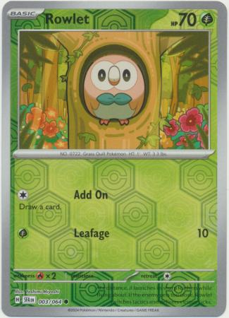 Pokemon Trading Card Game Single of 003/064 Rowlet RH - Shrouded Fable Volution Cards and Collectables Pokemon Trading Card Game Single of 003/064 Rowlet RH - Shrouded Fable Volution Cards and Collectables