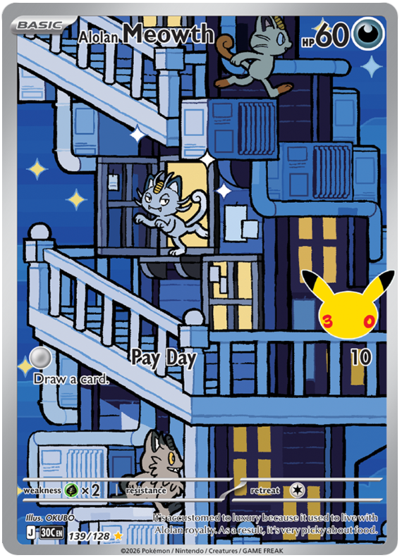 139/128 - Alolan Meowth - 30th Celebration