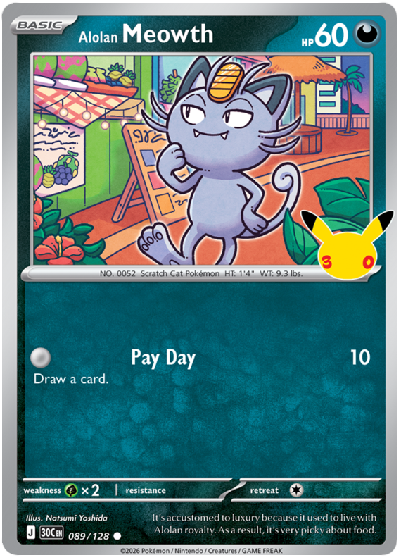 089/128 - Alolan Meowth - 30th Celebration