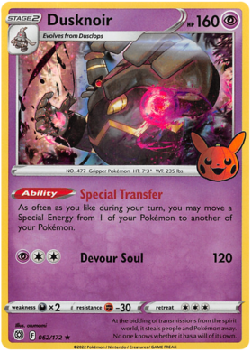 062/172 Dusknoir - Holo - Trick or Trade - Brilliant Stars