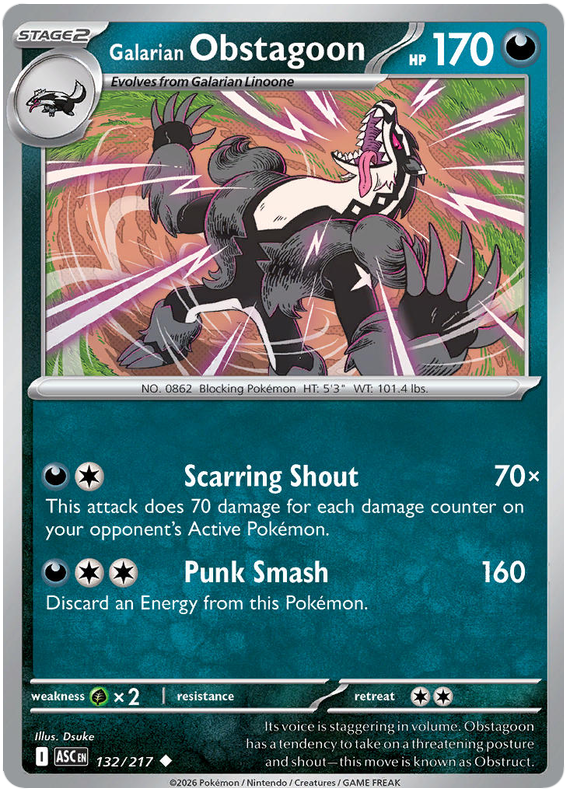 132/217 - Galarian Obstagoon - Ascended Heroes