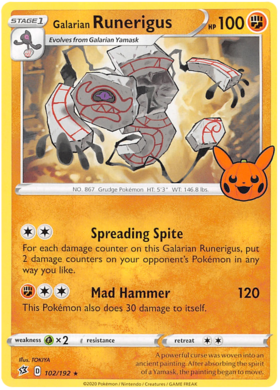 102/192 - Galarian Runerigus - Trick or Trade - Rebel Clash