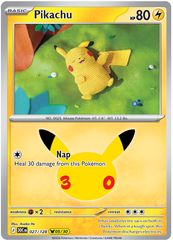 027/128 - 05/30 - Pikachu - 30th Celebration