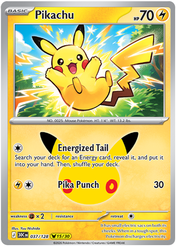037/128 - 15/30 - Pikachu - 30th Celebration