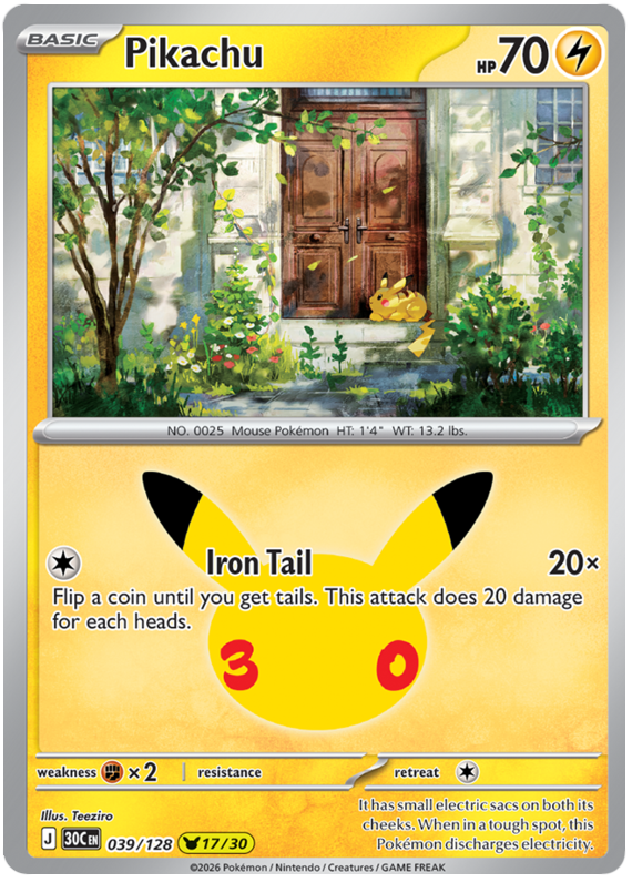 039/128 - 17/30 - Pikachu - 30th Celebration