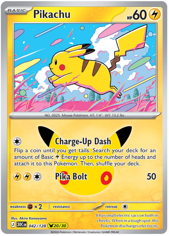 042/128 - 20/30 - Pikachu - 30th Celebration