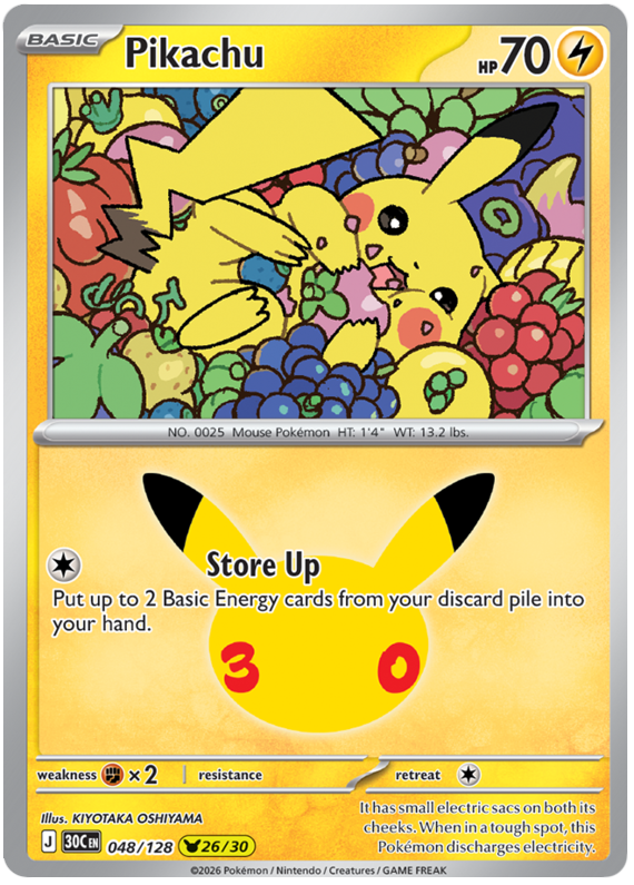 048/128 - 26/30 - Pikachu - 30th Celebration