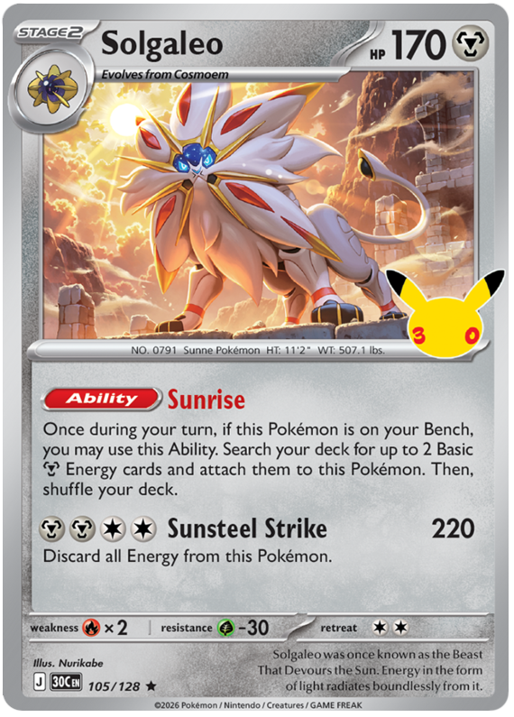 105/128 - Solgaleo - 30th Celebration