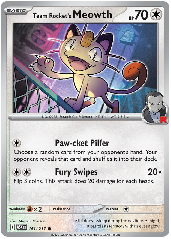 161/217 - Team Rocket’s Meowth - Ascended Heroes
