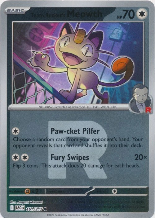 161/217 - Team Rocket’s Meowth - Reverse Holo - Ascended Heroes