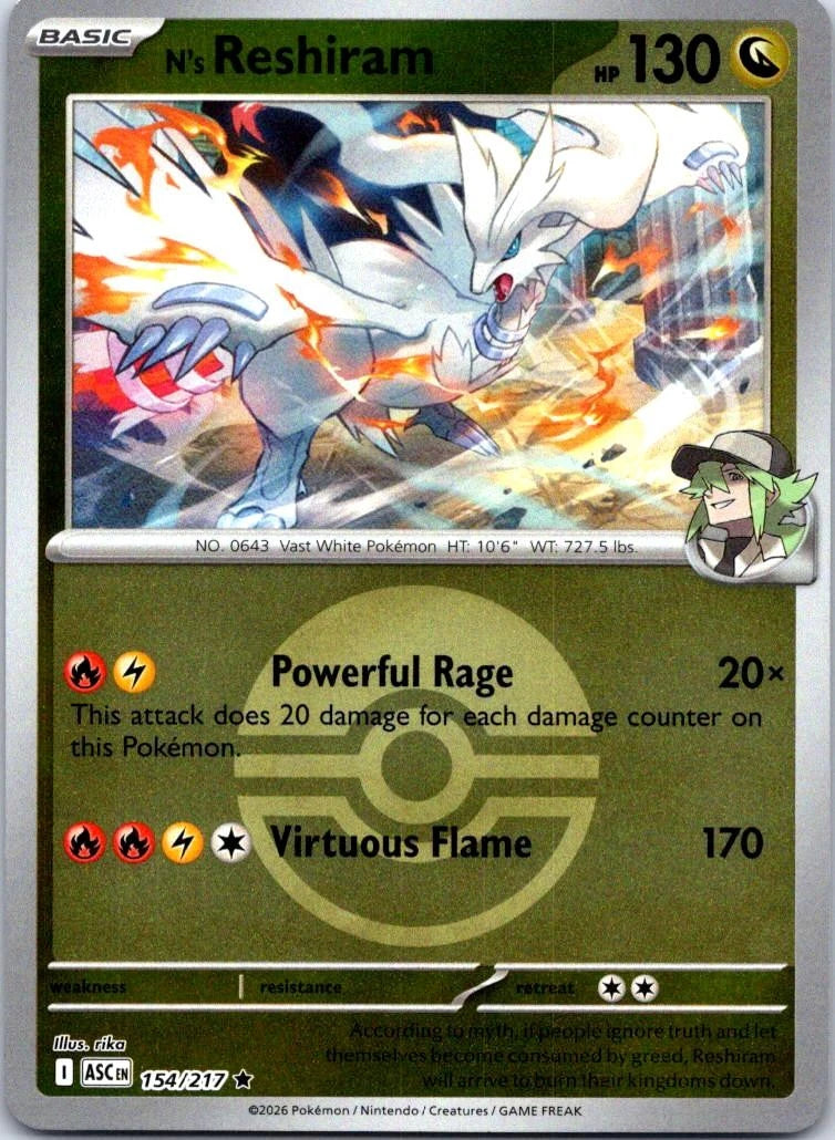 154/217 - N’s Reshiram - Poke Ball - Ascended Heroes