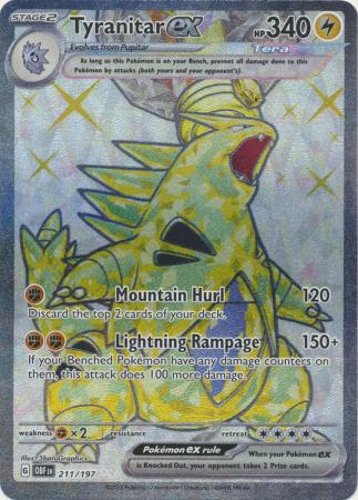 211 197 pokemon card Amazon.com: Pokemon - Tyranitar ex 211/197 - Obsidian Flames - Ultra Rare