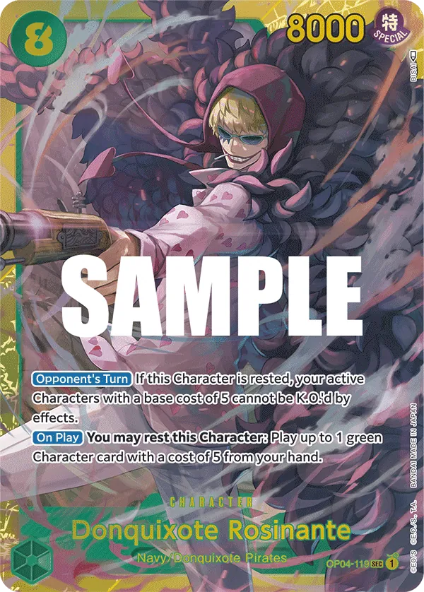 One Piece Card Game Single OP4-119SEC Donquixote Rosinante – Volution Cards and Collectables