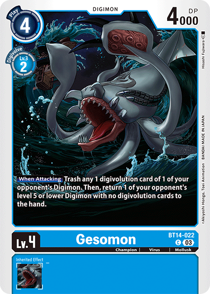 Digimon Card Game Single Blast Ace BT14-022C Gesomon Volution Cards and Collectables Digimon Card Game Single Blast Ace BT14-022C Gesomon Volution Cards and Collectables