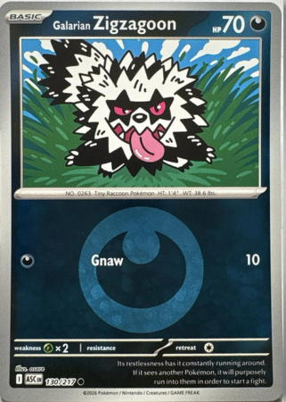 130/217 - Galarian Zigzagoon - Energy Holo - Ascended Heroes