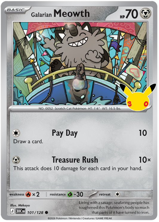 101/128 - Galarian Meowth - 30th Celebration