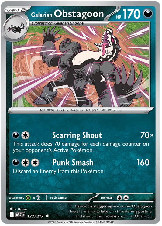 132/217 - Galarian Obstagoon - Ascended Heroes