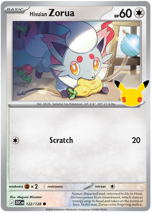 122/128 - Hisuian Zorua - 30th Celebration