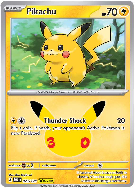023/128 - 01/30 - Pikachu - 30th Celebration