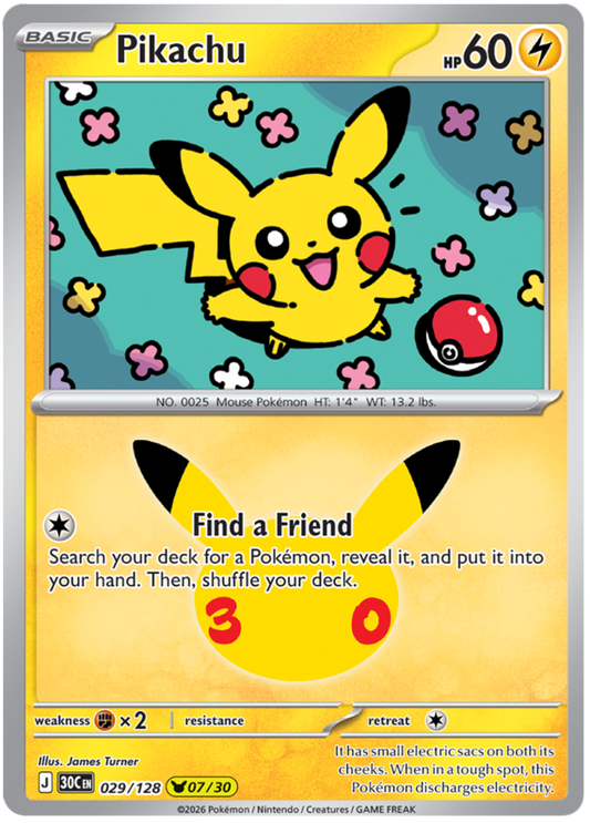 029/128 - 07/30 - Pikachu - 30th Celebration