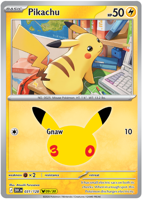 031/128 - 09/30 - Pikachu - 30th Celebration