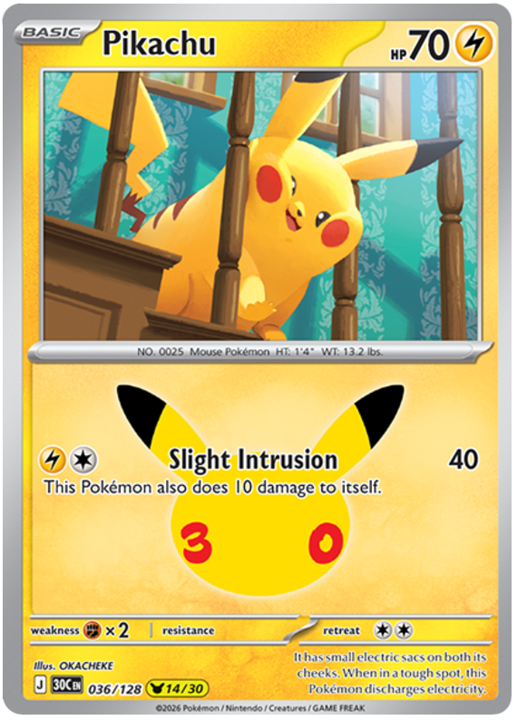 036/128 - 14/30 - Pikachu - 30th Celebration