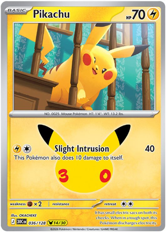 036/128 - 14/30 - Pikachu - 30th Celebration