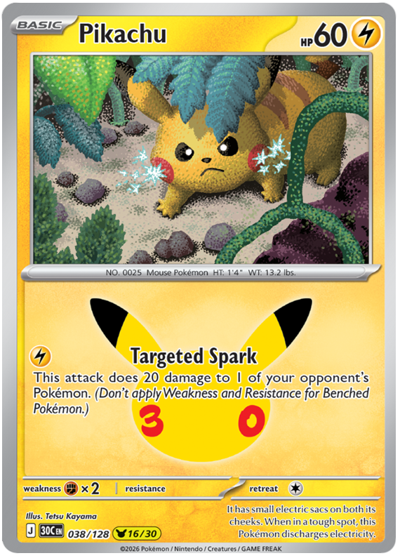 038/128 - 16/30 - Pikachu - 30th Celebration