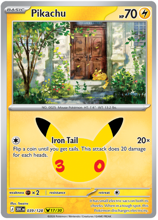 039/128 - 17/30 - Pikachu - 30th Celebration