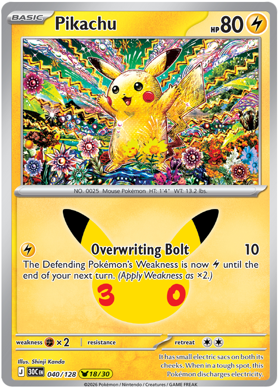 040/128 - 18/30 - Pikachu - 30th Celebration