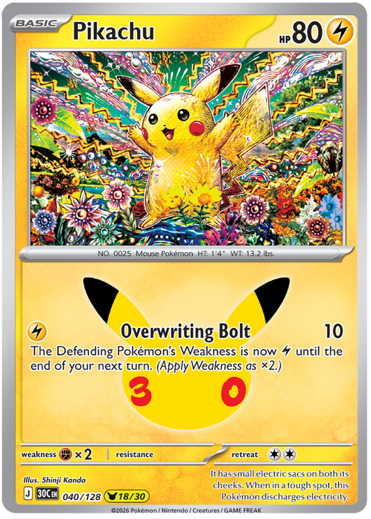 040/128 - 18/30 - Pikachu - 30th Celebration