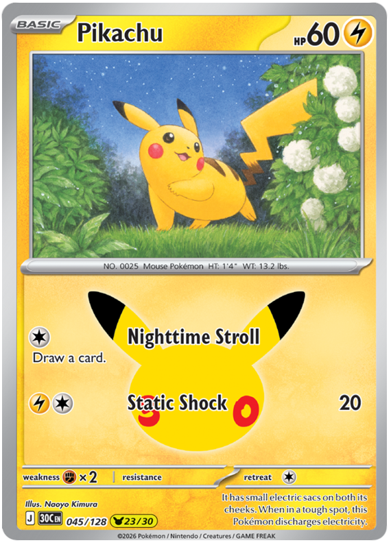 045/128 - 23/30 - Pikachu - 30th Celebration