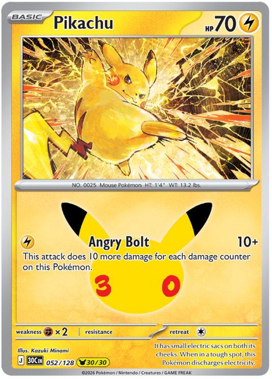 052/128 - 30/30 - Pikachu - 30th Celebration