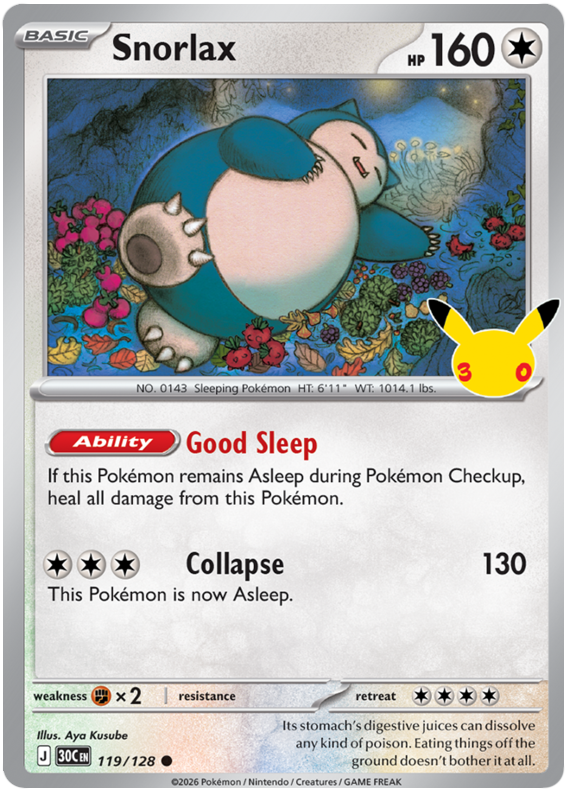 119/128 - Snorlax - 30th Celebration