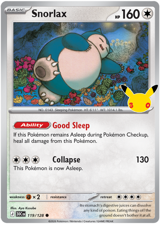 119/128 - Snorlax - 30th Celebration