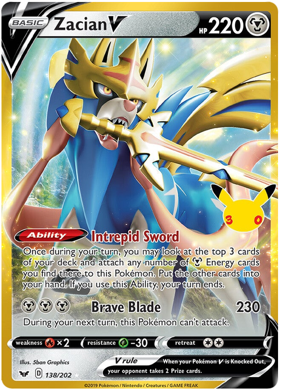 138/202 - Zacian V - 30th Celebration Classic Collection