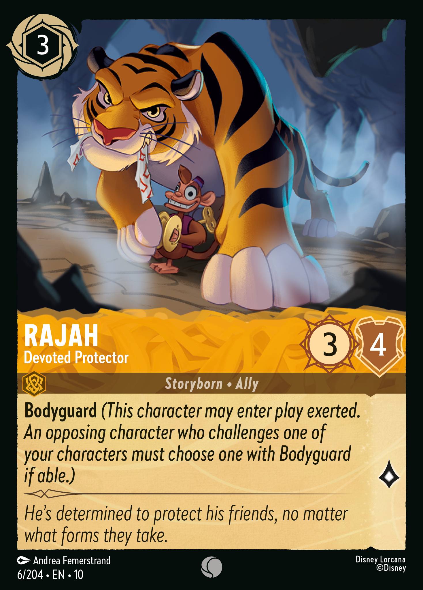 Disney Lorcana TCG Single 006/204 - Rajah - Devoted Protector - Whisper ...