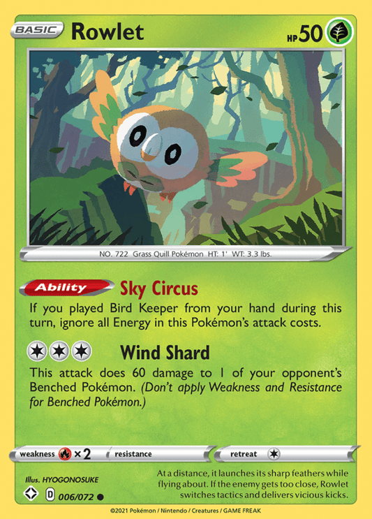 006/072 Rowlet - Shining Fates - Volution Cards and Collectables