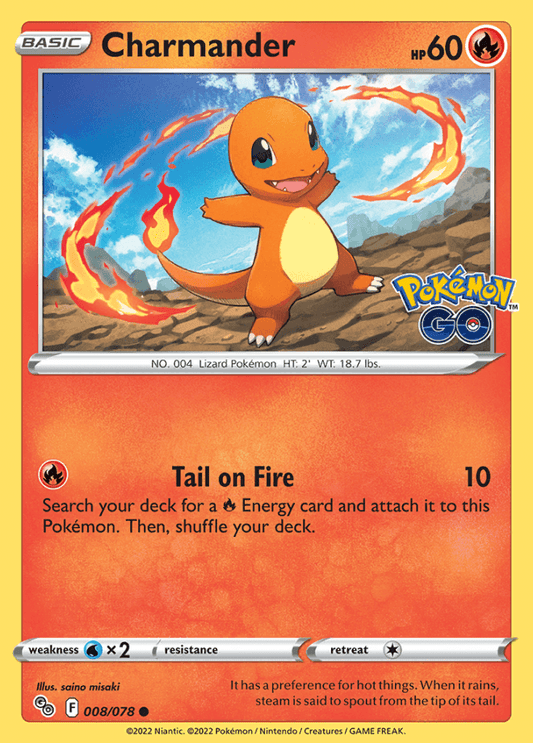 008/078 Charmander - Pokemon GO - Volution Cards and Collectables