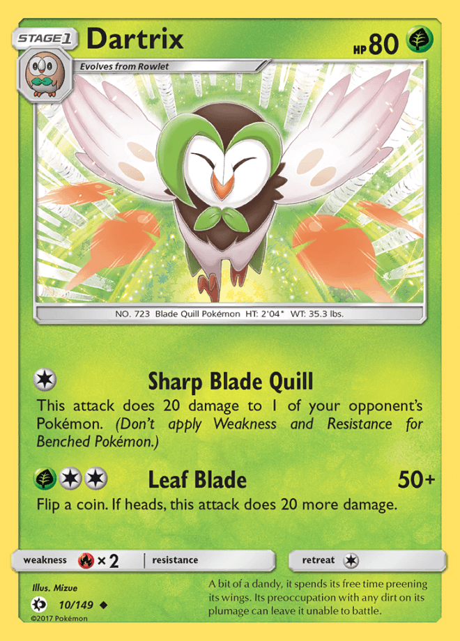 010/149 Dartrix - Sun & Moon Base Set - Volution Cards and Collectables