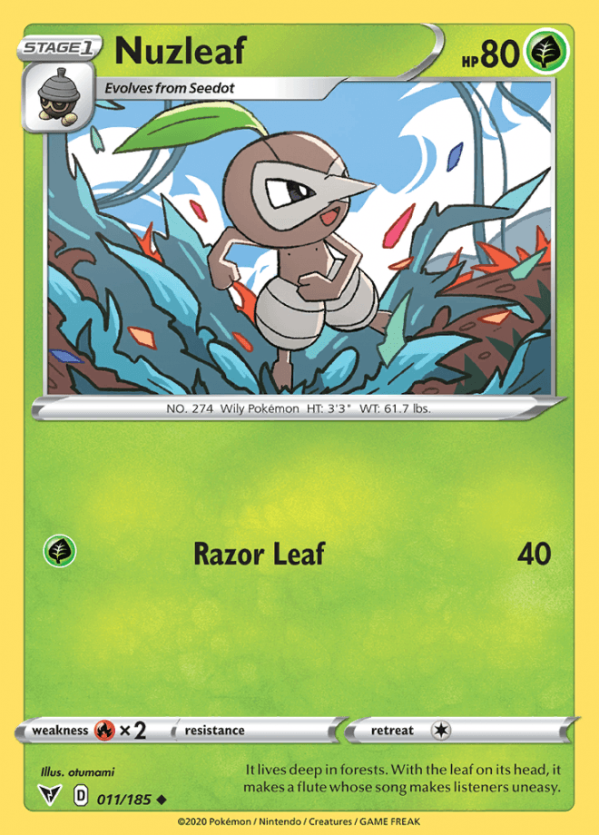 011/185 Nuzleaf - Vivid Voltage - Volution Cards and Collectables