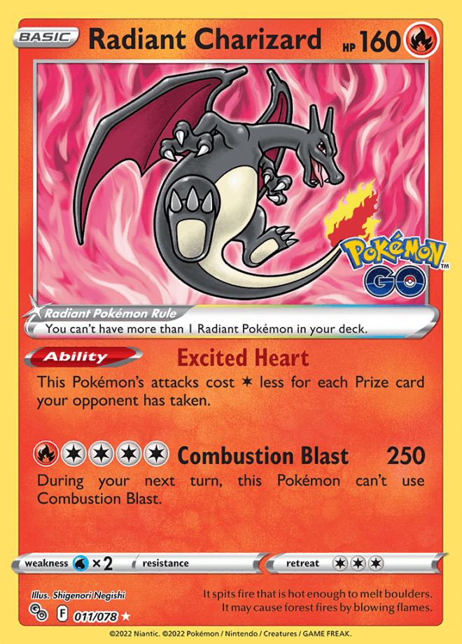 011/078 Radiant Charizard - Pokemon GO - Volution Cards and Collectables