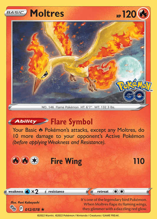 012/078 Moltres Holo - Pokemon GO - Volution Cards and Collectables