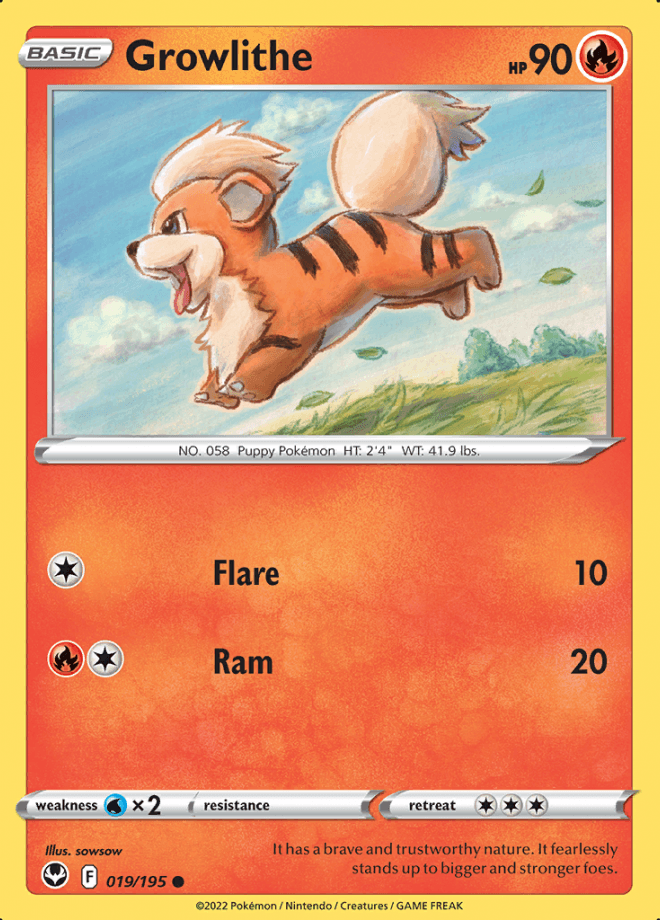 019/195 Growlithe - Silver Tempest - Volution Cards and Collectables