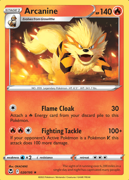 020/195 Arcanine - Silver Tempest - Volution Cards and Collectables