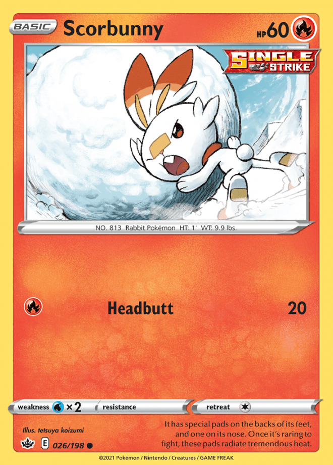 026/198 Scorbunny - Chilling Reign - Volution Cards and Collectables