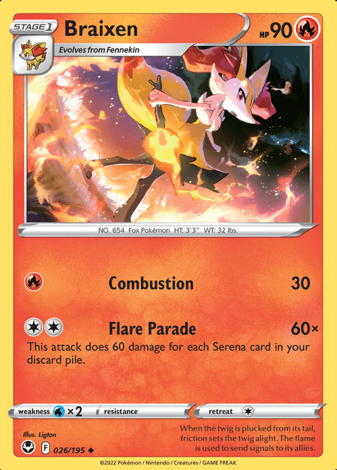 026/195 Braixen - Silver Tempest - Volution Cards and Collectables