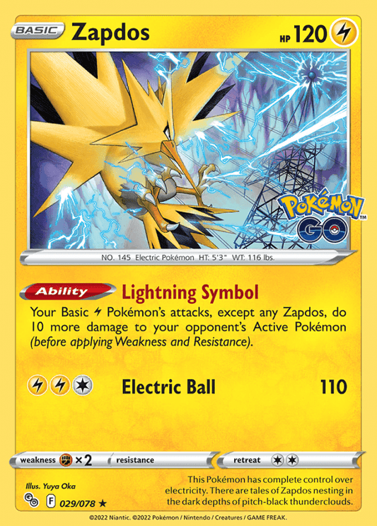 029/078 Zapdos Holo - Pokemon GO - Volution Cards and Collectables